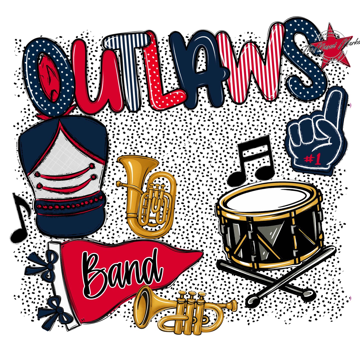 Outlaws Band Spirit-Navy & Red