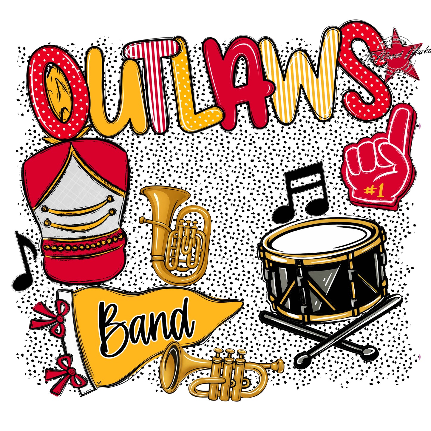 Outlaws Band Spirit-Red & Yellow