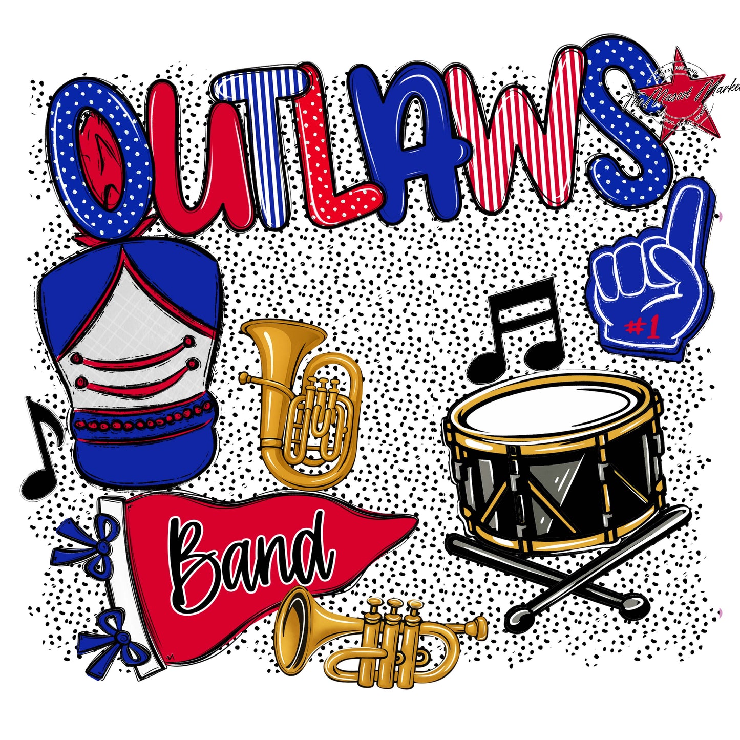 Outlaws Band Spirit-Royal Blue & Red