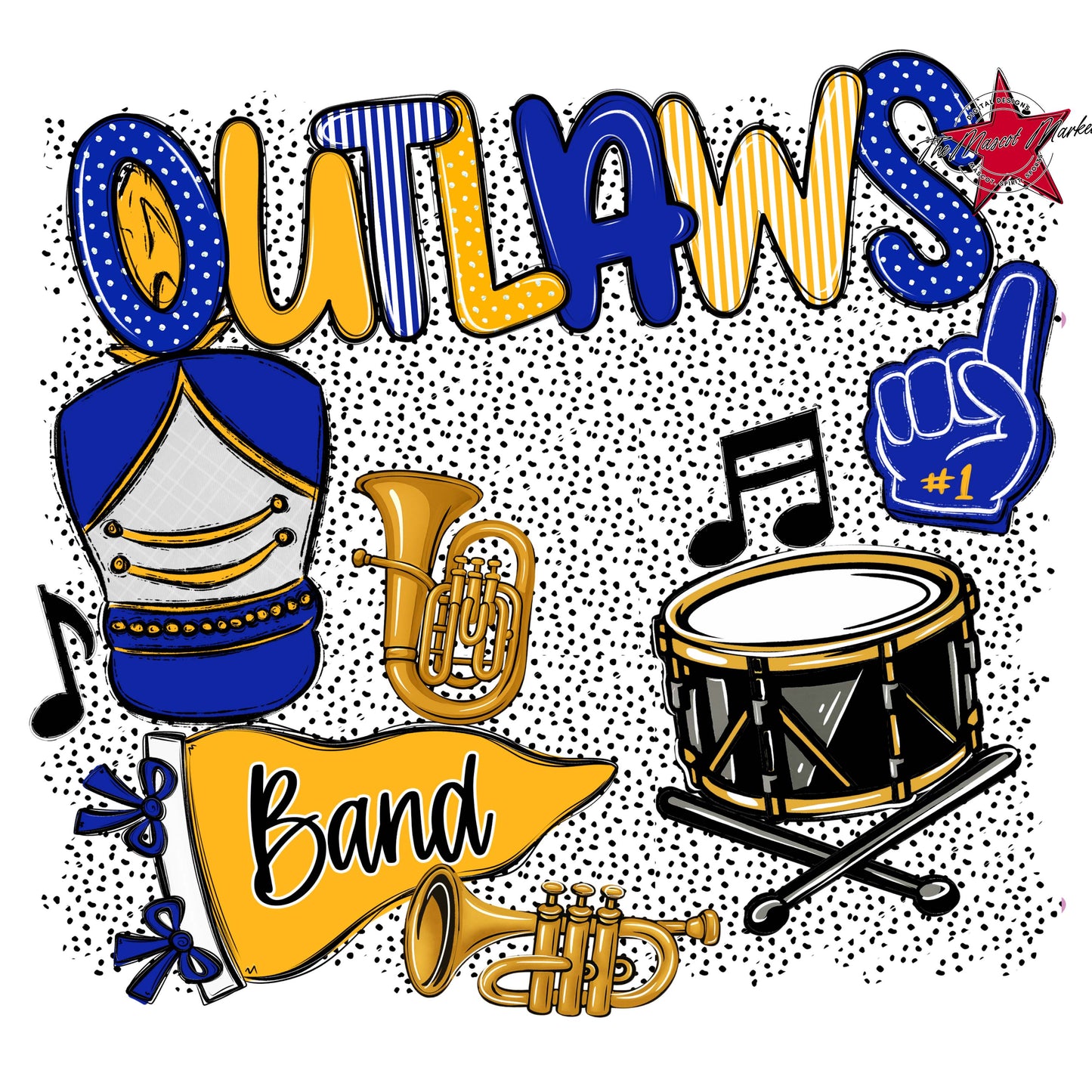 Outlaws Band Spirit-Royal Blue & Yellow