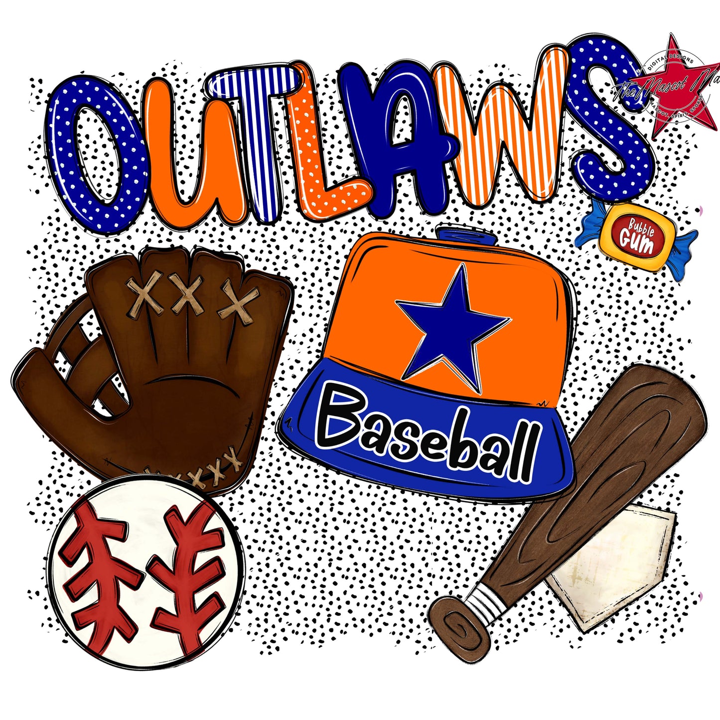 Outlaws Baseball Spirit-Blue & Orange