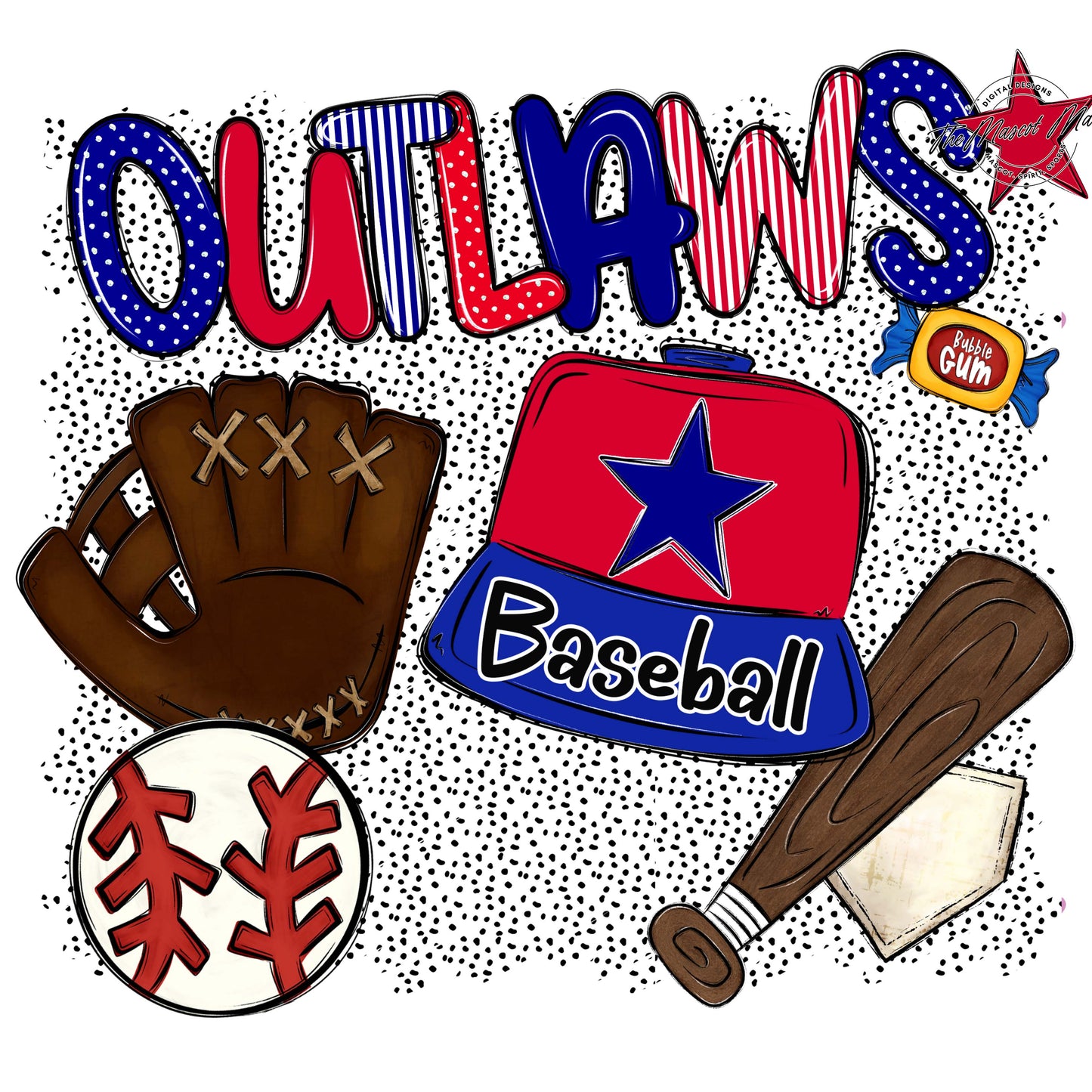 Outlaws Baseball Spirit-Blue & Red
