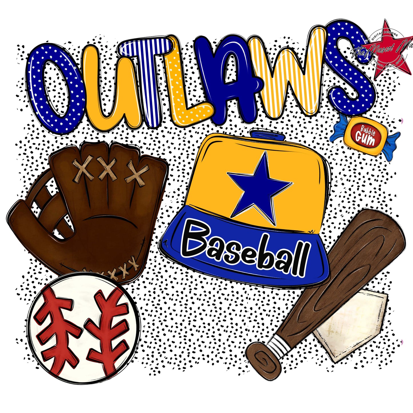 Outlaws Baseball Spirit-Blue & Yellow