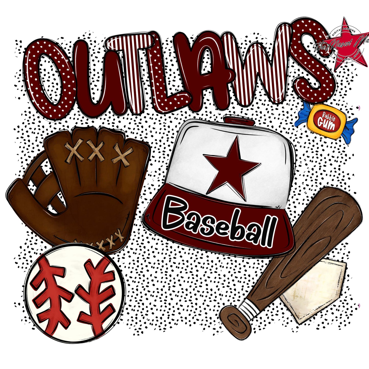 Outlaws Baseball Spirit-Maroon