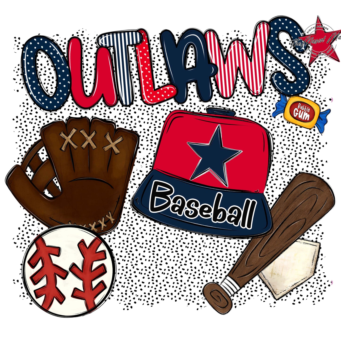 Outlaws Baseball Spirit-Navy & Red