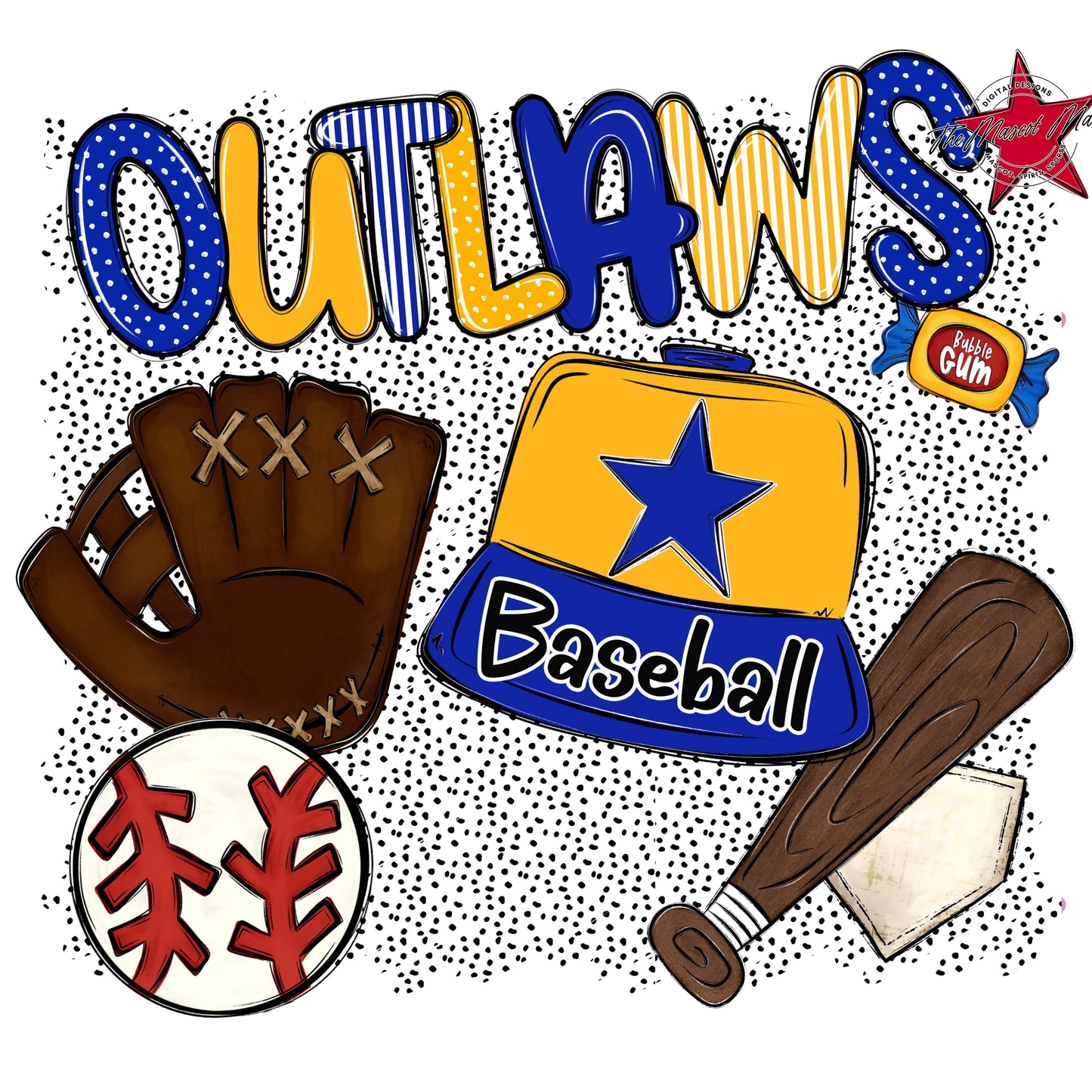 Outlaws Baseball Spirit-Royal Blue & Yellow