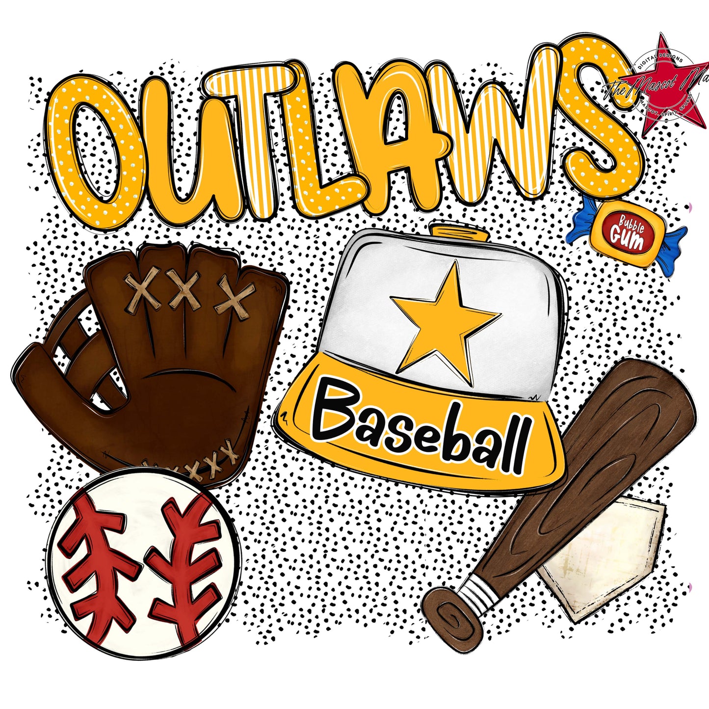 Outlaws Baseball Spirit-Yellow