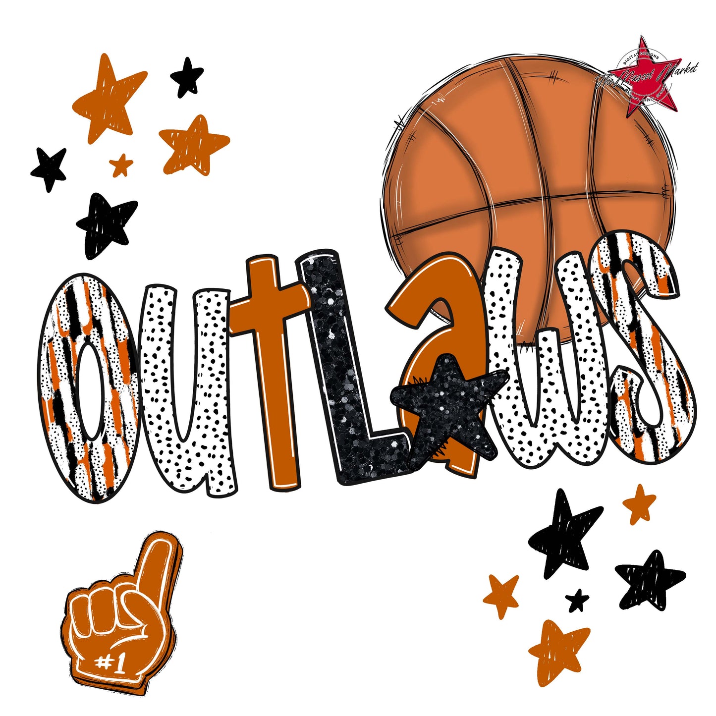 Outlaws Basketball Scrape-Burnt Orange