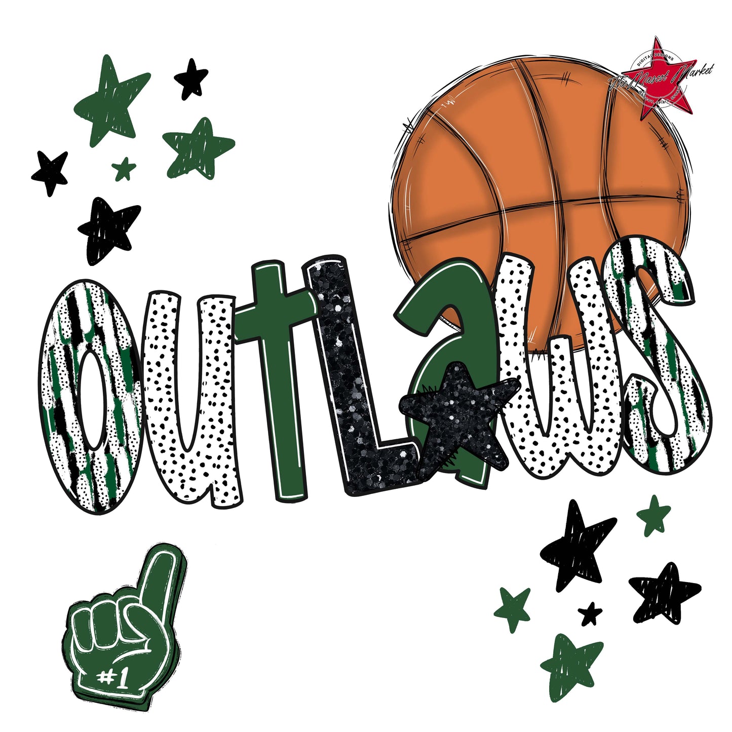Outlaws Basketball Scrape-Green