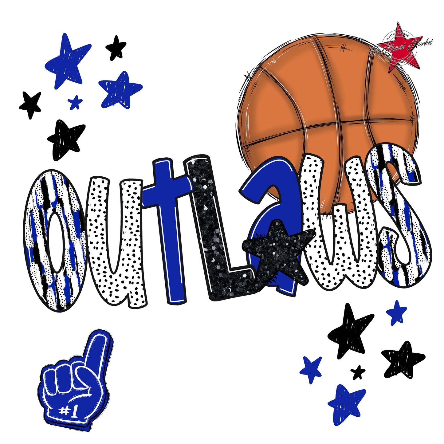 Outlaws Basketball Scrape-Royal Blue
