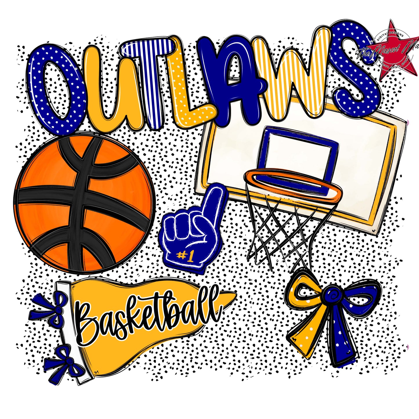 Outlaws Basketball Spirit-Blue & Yellow