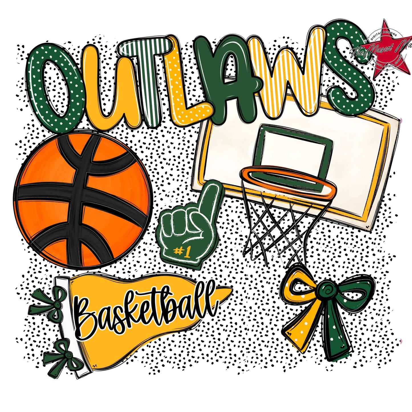 Outlaws Basketball Spirit-Green & Yellow