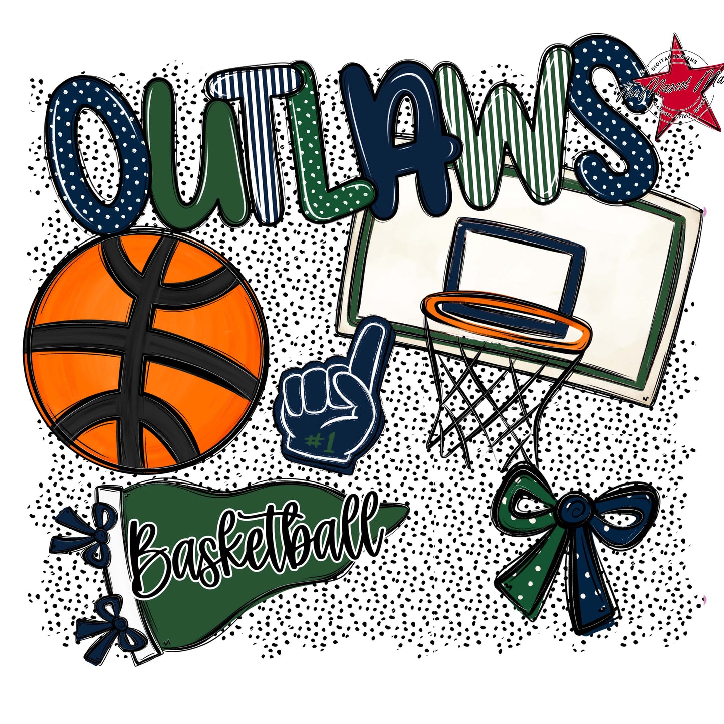 Outlaws Basketball Spirit-Navy & Green