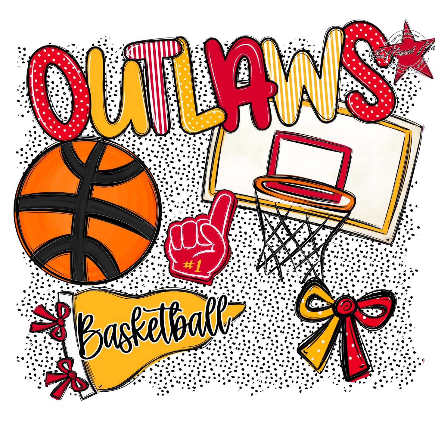 Outlaws Basketball Spirit-Red & Yellow