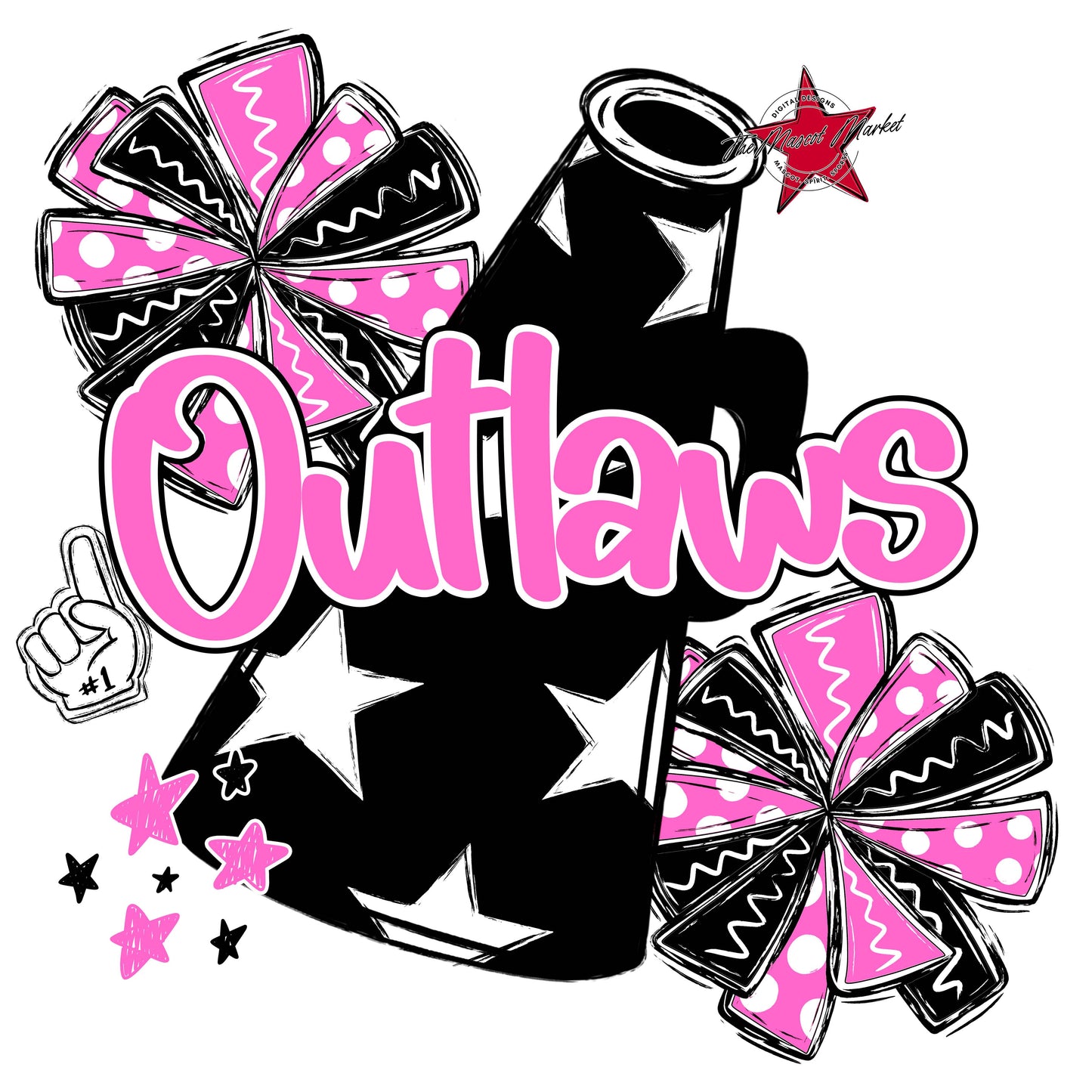 Outlaws Cheer Megaphone Design-Baby Pink