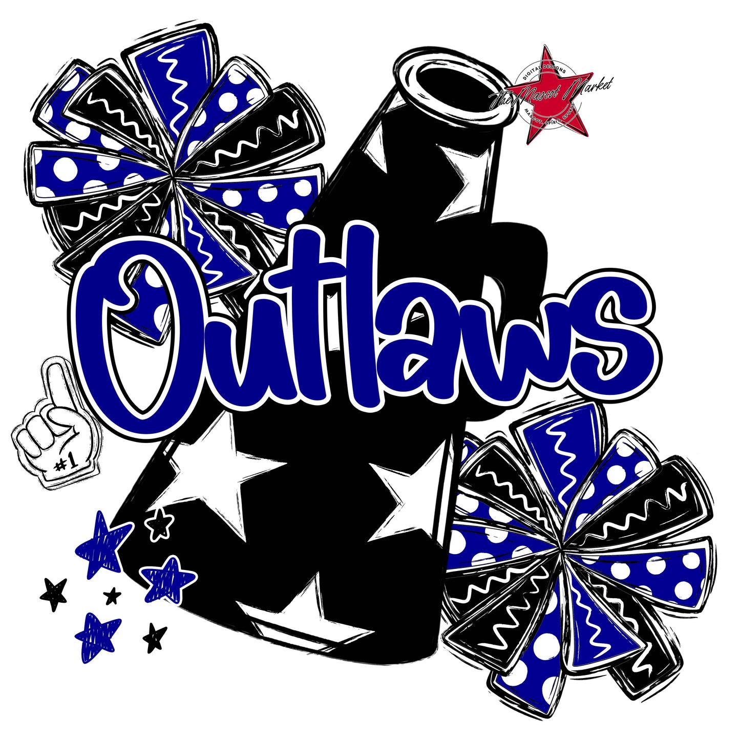 Outlaws Cheer Megaphone Design-Blue
