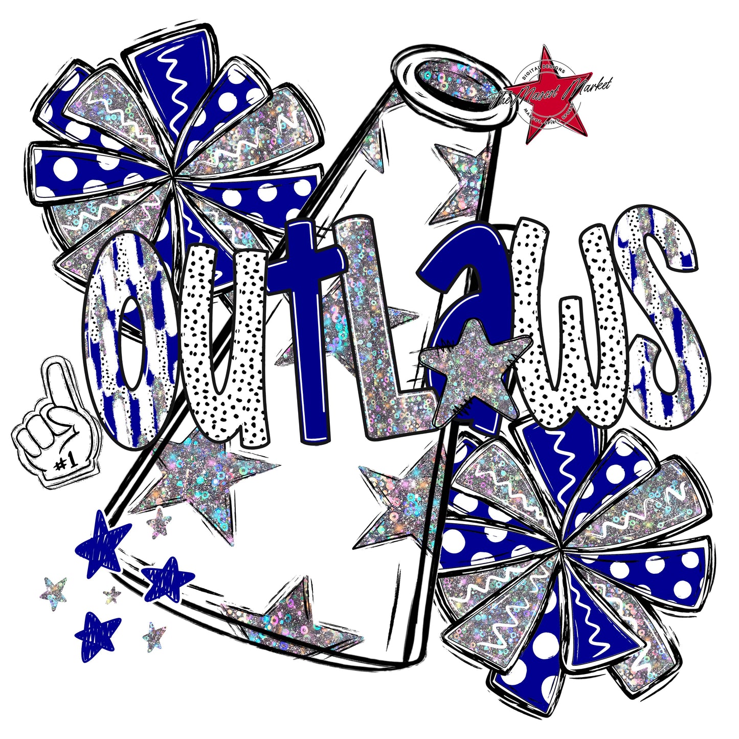 Outlaws Cheer Megaphone Scrape-Blue