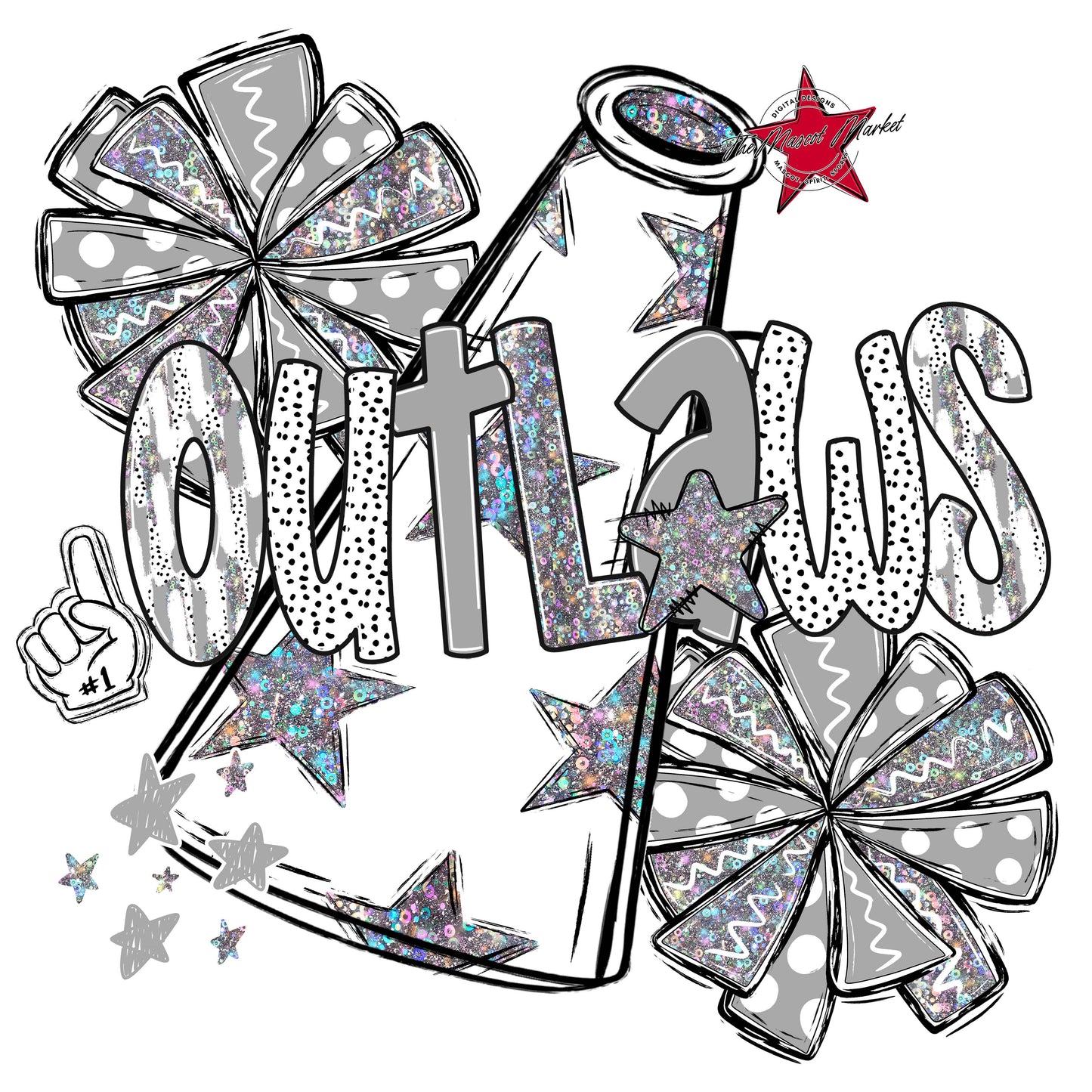 Outlaws Cheer Megaphone Scrape-Grey