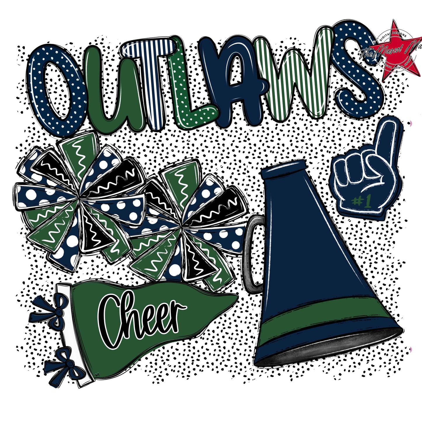 Outlaws Cheer Spirit-Navy & Green