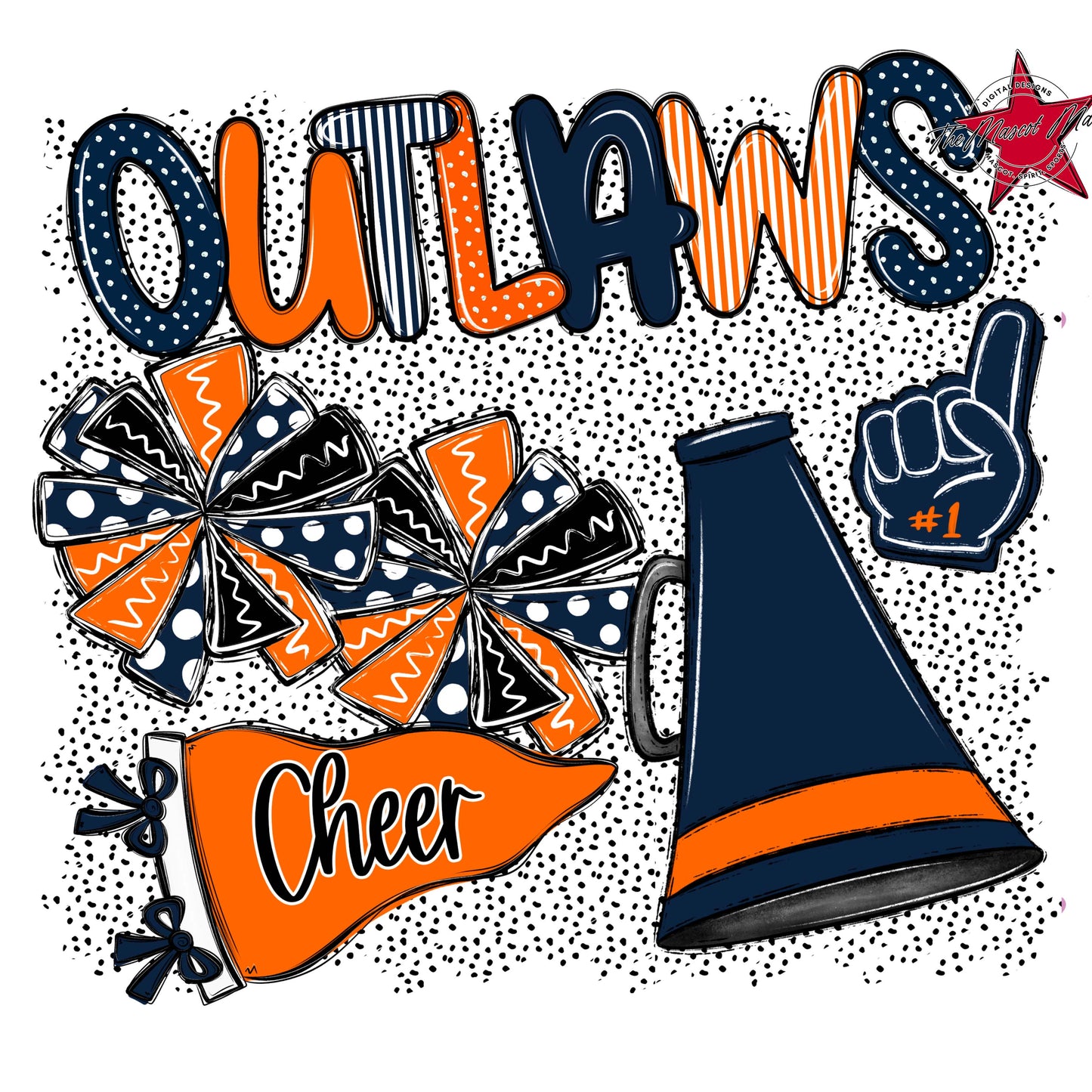 Outlaws Cheer Spirit-Navy & Orange