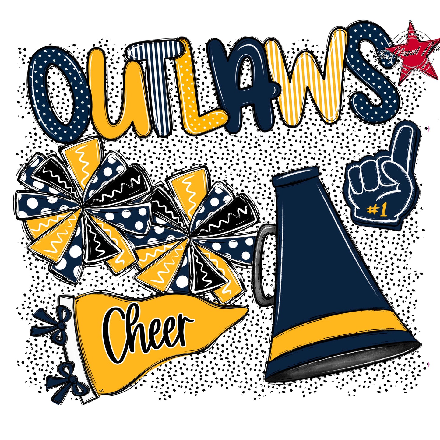 Outlaws Cheer Spirit-Navy & Yellow