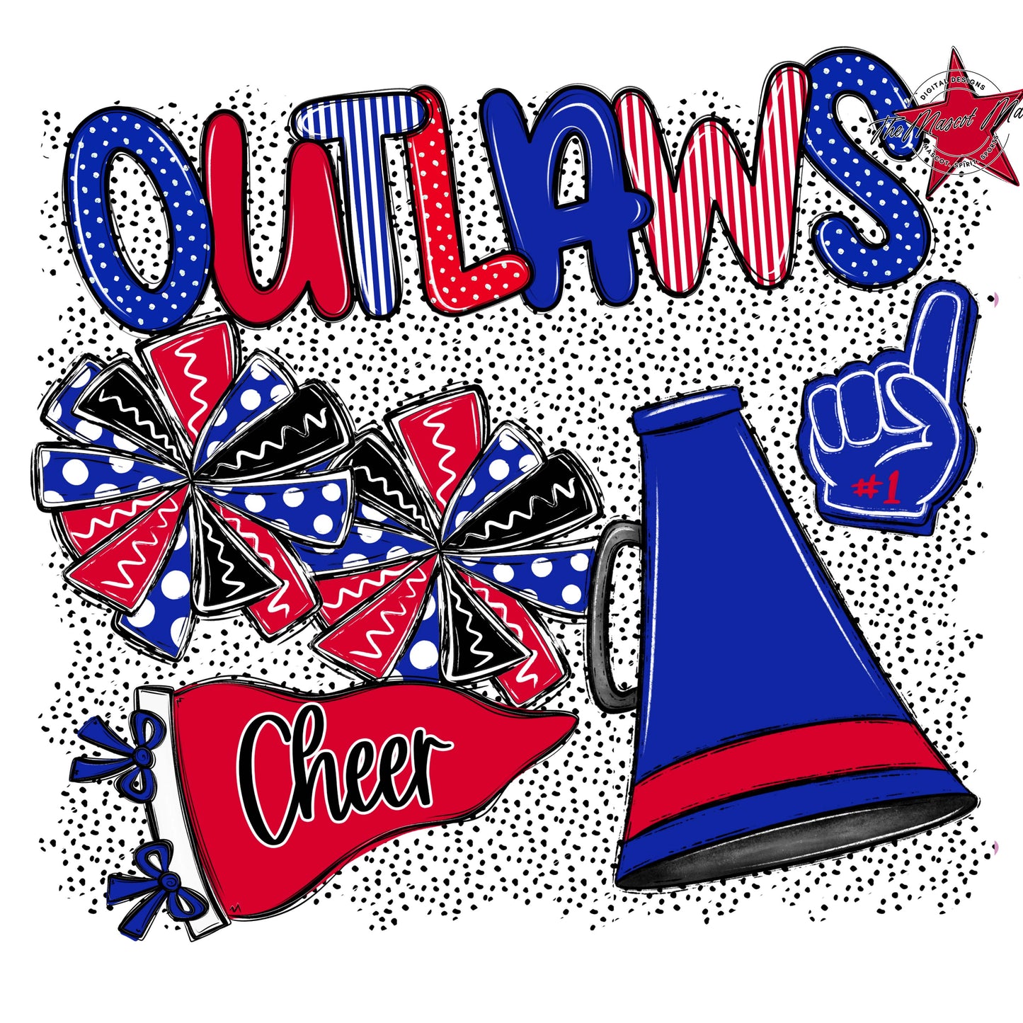 Outlaws Cheer Spirit-Royal Blue & Red