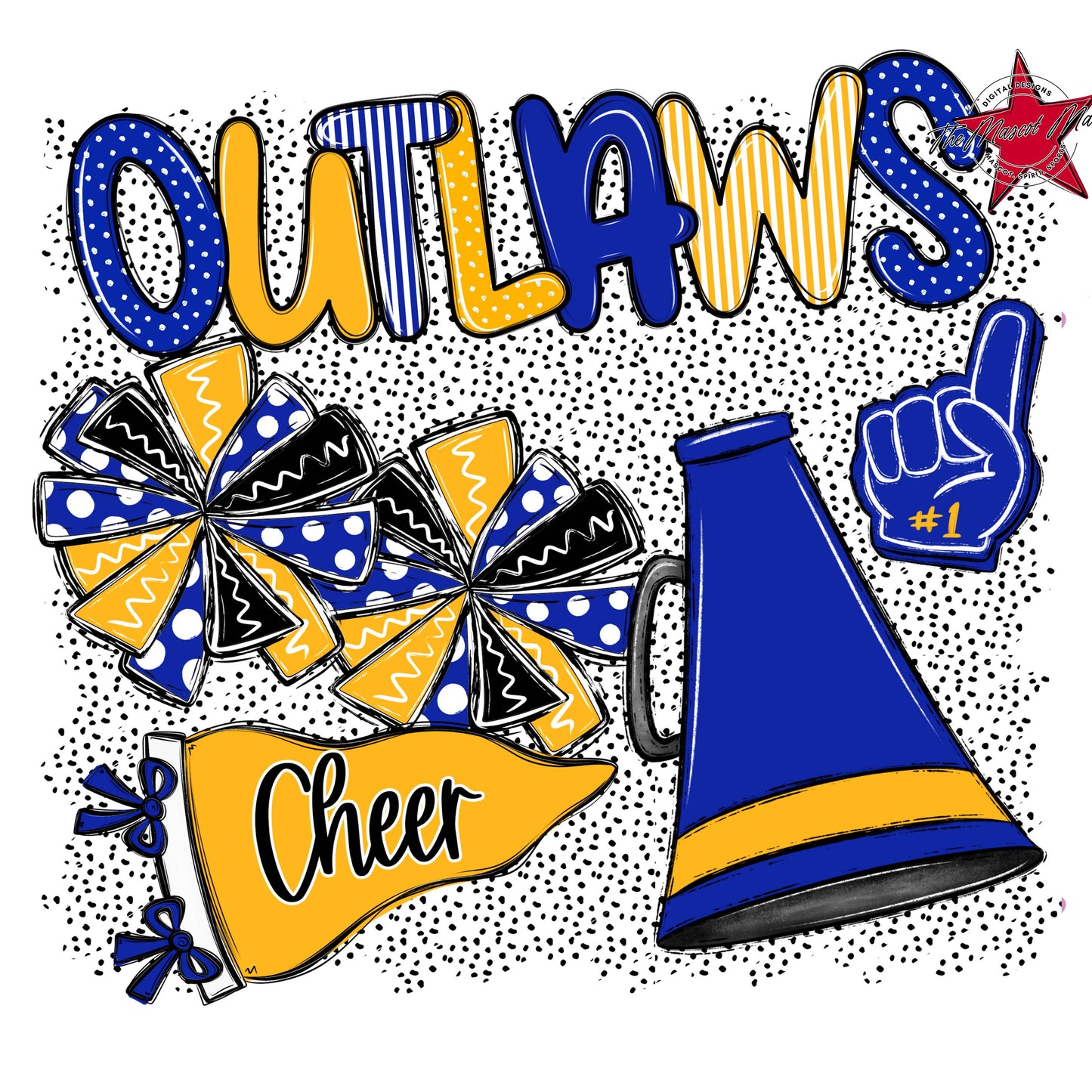Outlaws Cheer Spirit-Royal Blue & Yellow