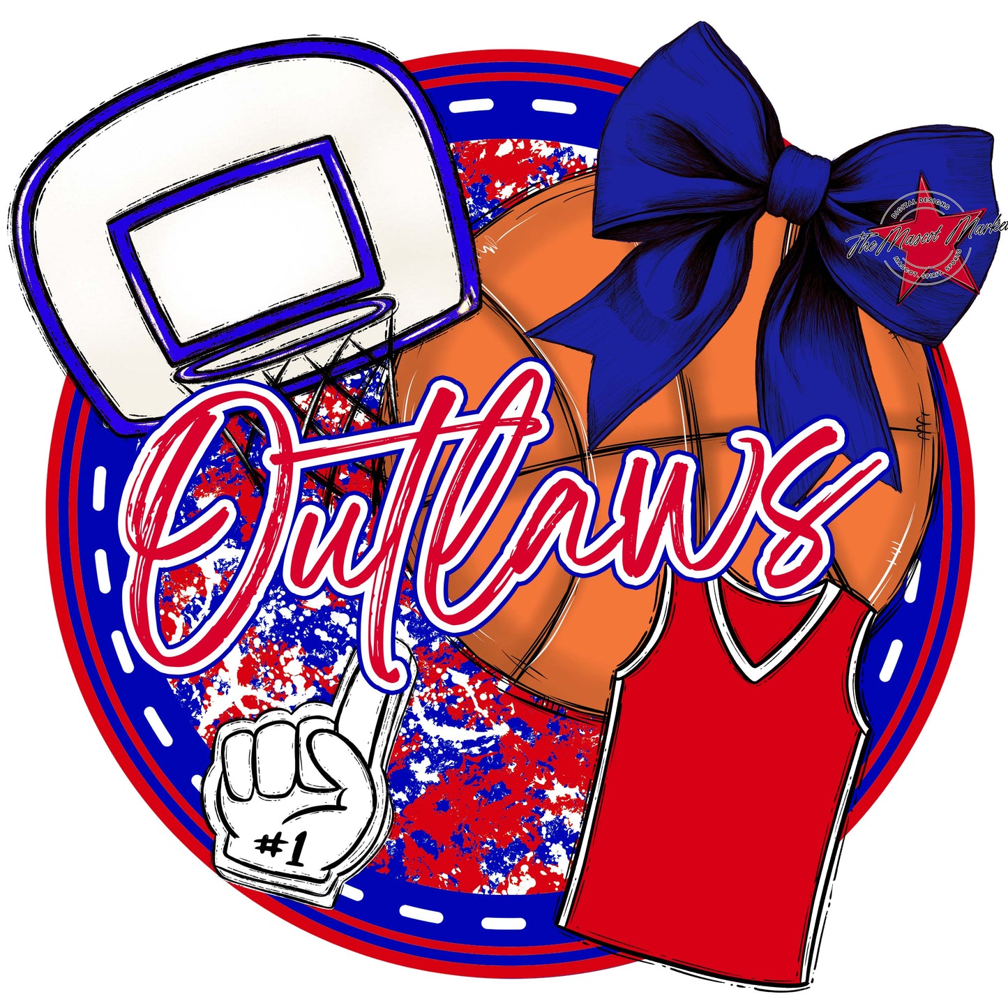 Outlaws Circle Basketball Frame-Blue & Red