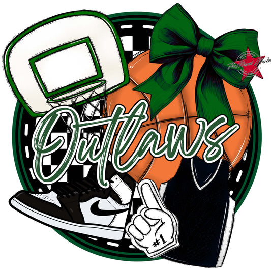Outlaws Circle Basketball Frame-Green