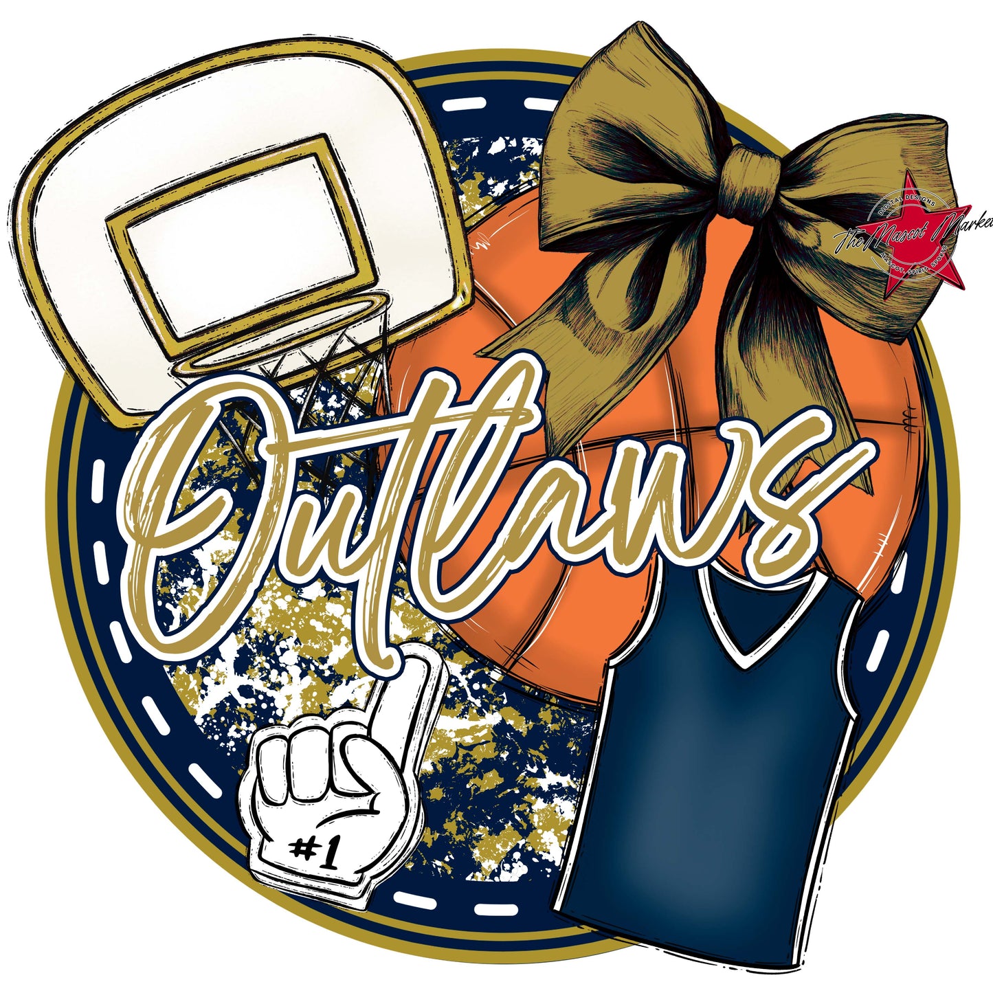 Outlaws Circle Basketball Frame-Navy & Gold