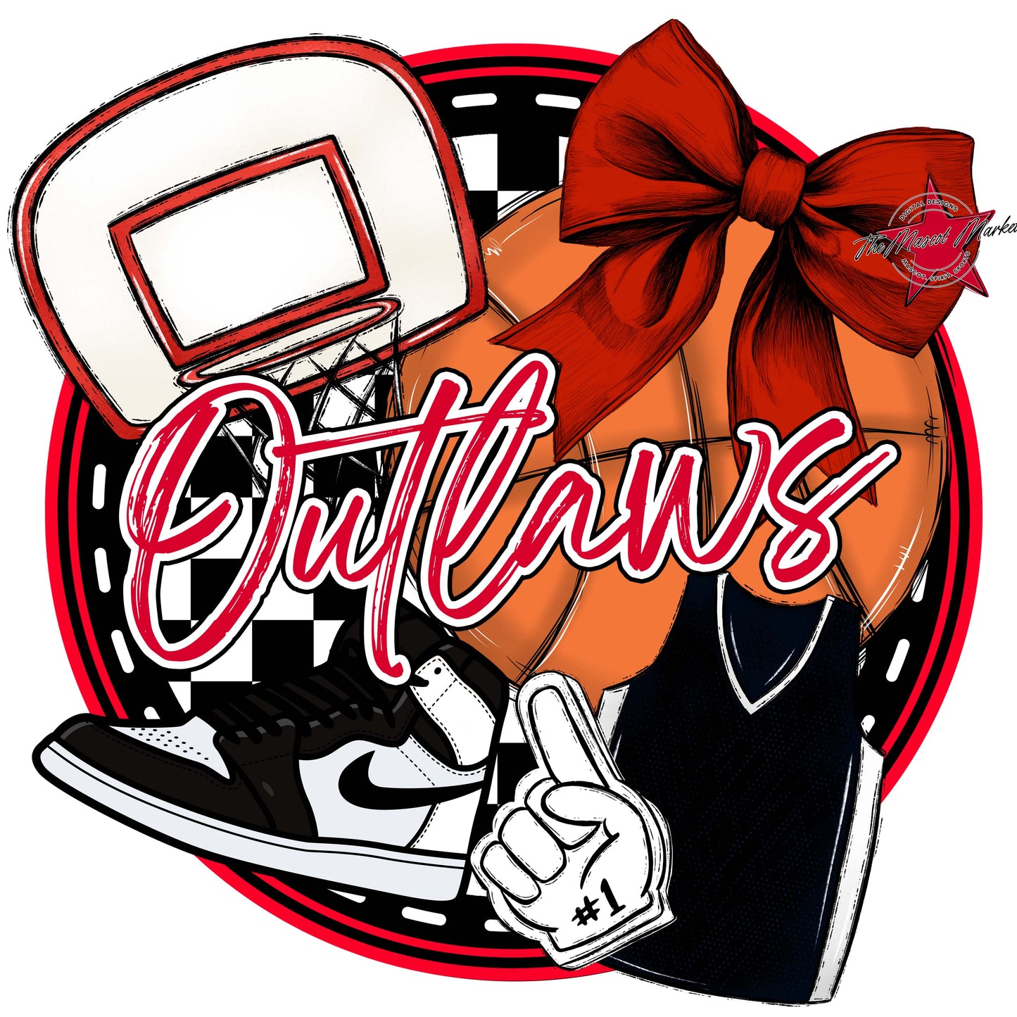 Outlaws Circle Basketball Frame-Red