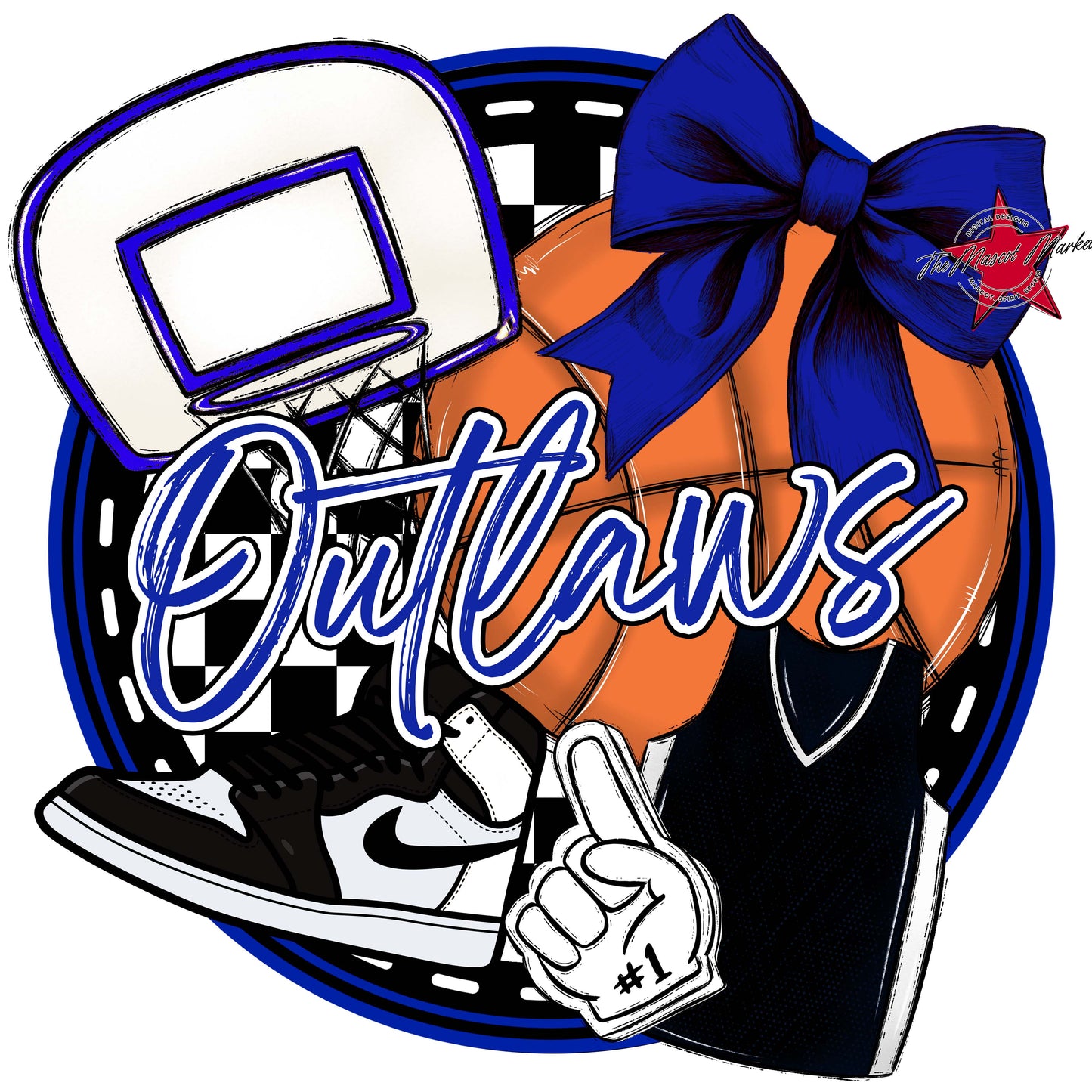 Outlaws Circle Basketball Frame-Royal Blue