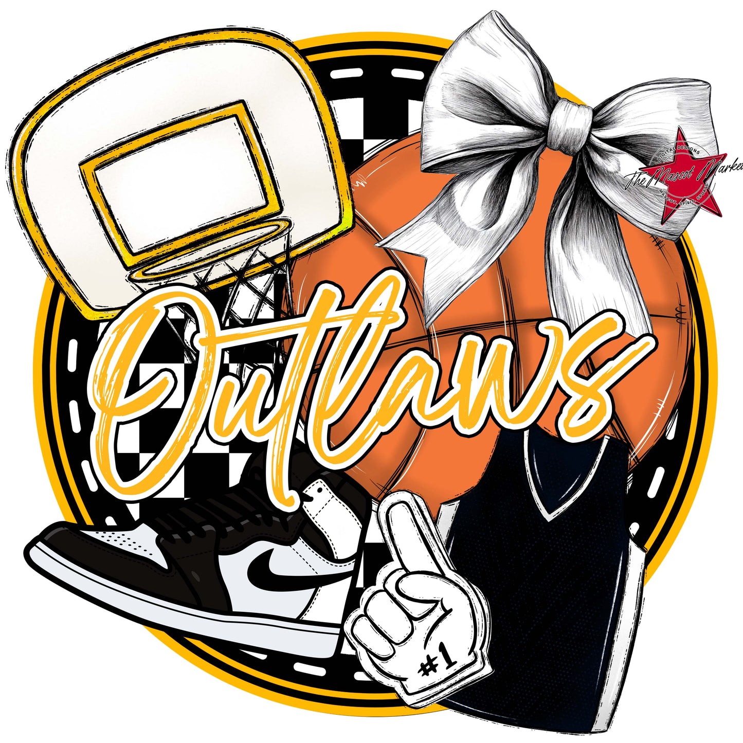 Outlaws Circle Basketball Frame-Yellow