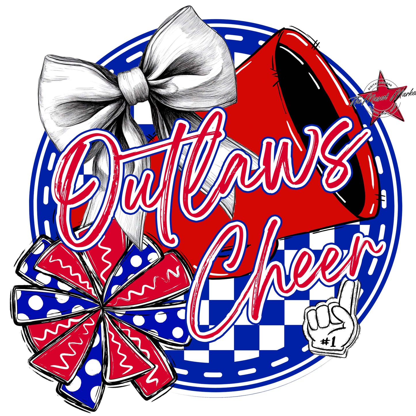 Outlaws Circle Cheer Frame-Blue & Red