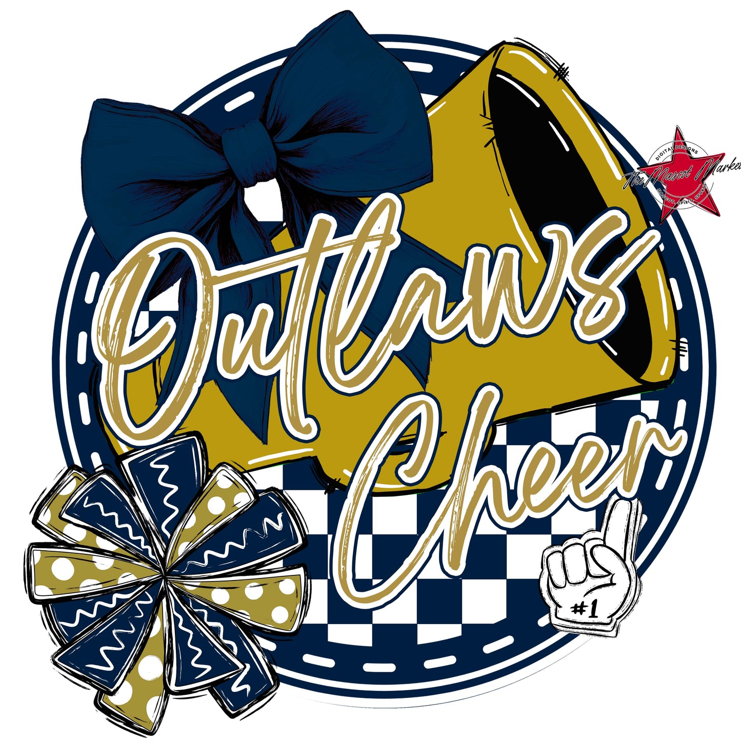 Outlaws Circle Cheer Frame-Navy & Gold