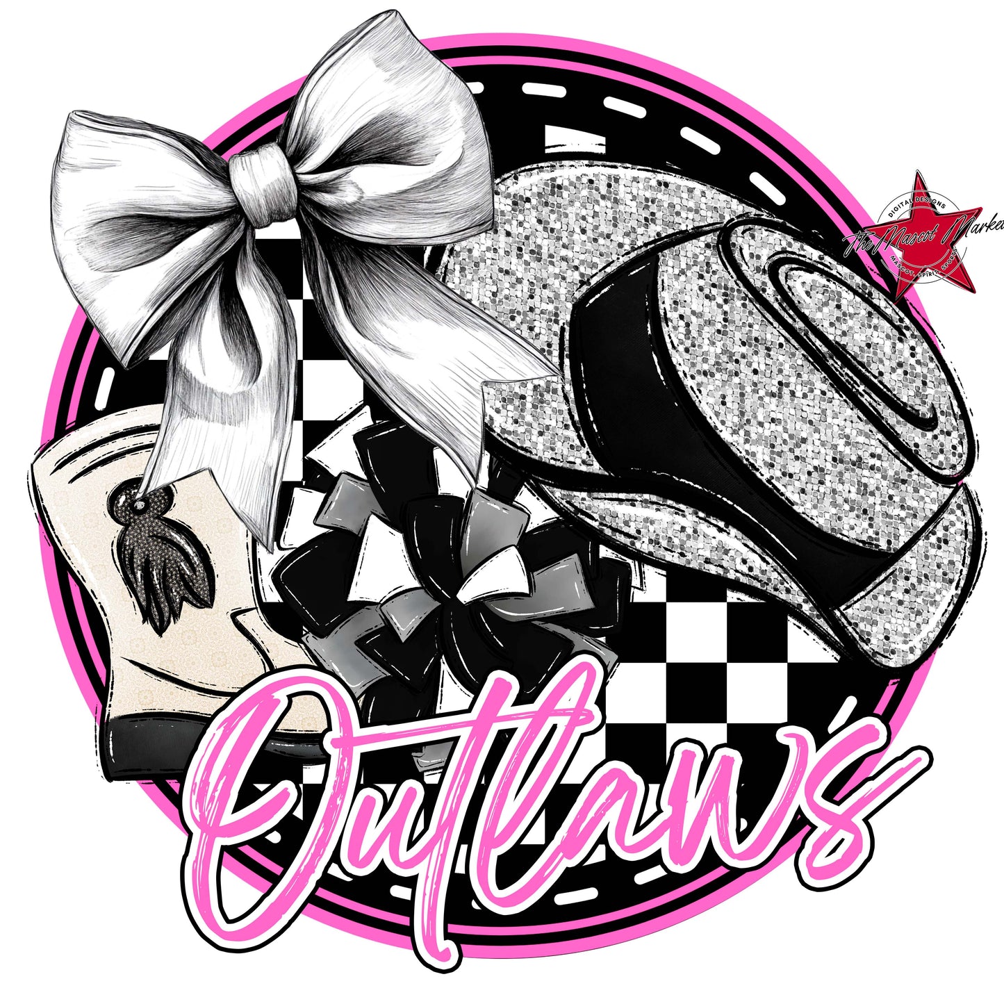 Outlaws Circle Drillteam Frame-Baby Pink