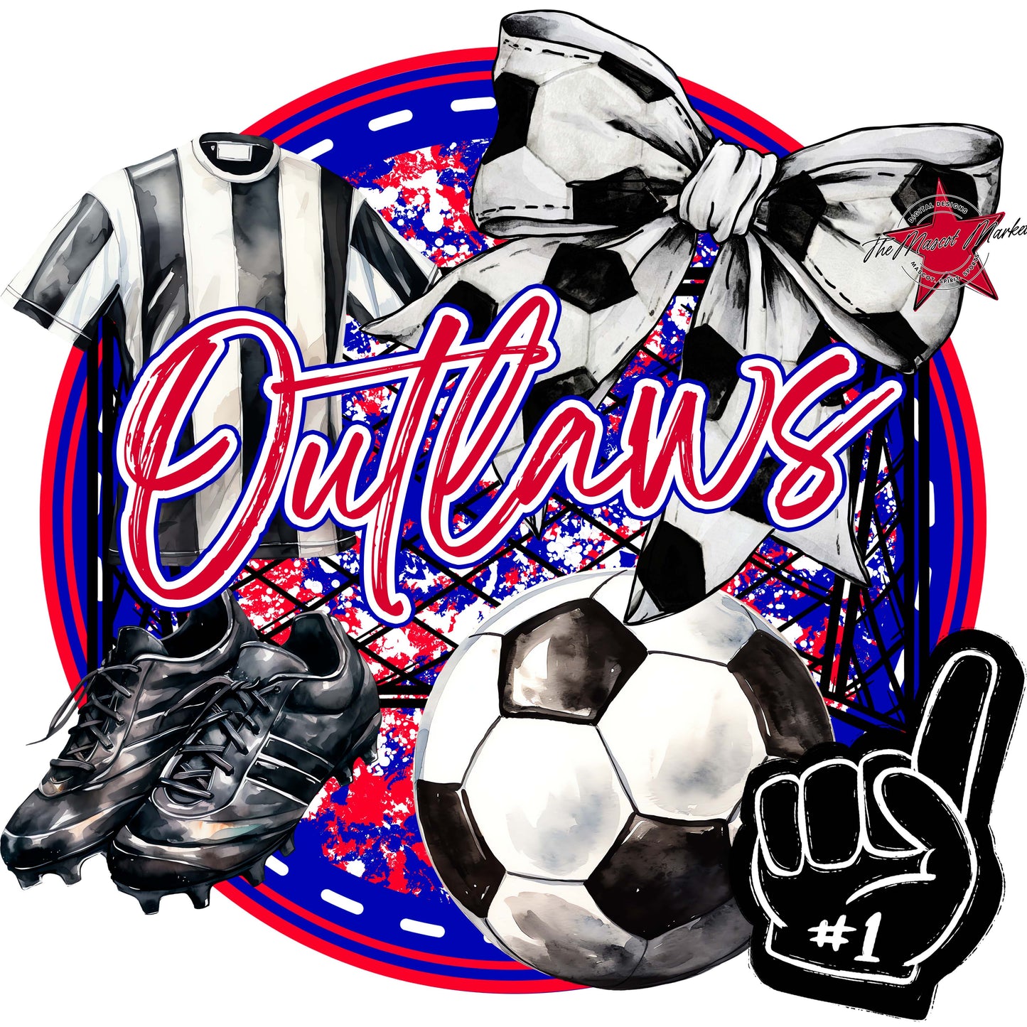 Outlaws Circle Soccer Frame-Blue & Red