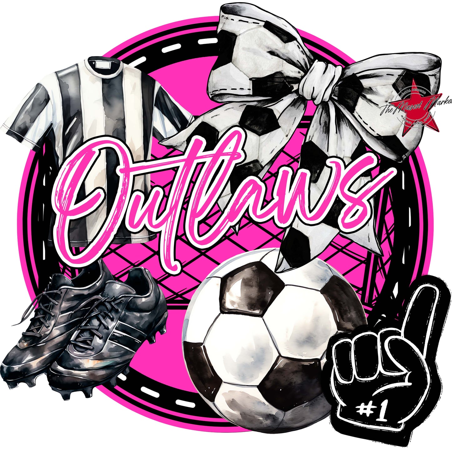 Outlaws Circle Soccer Frame-Pink