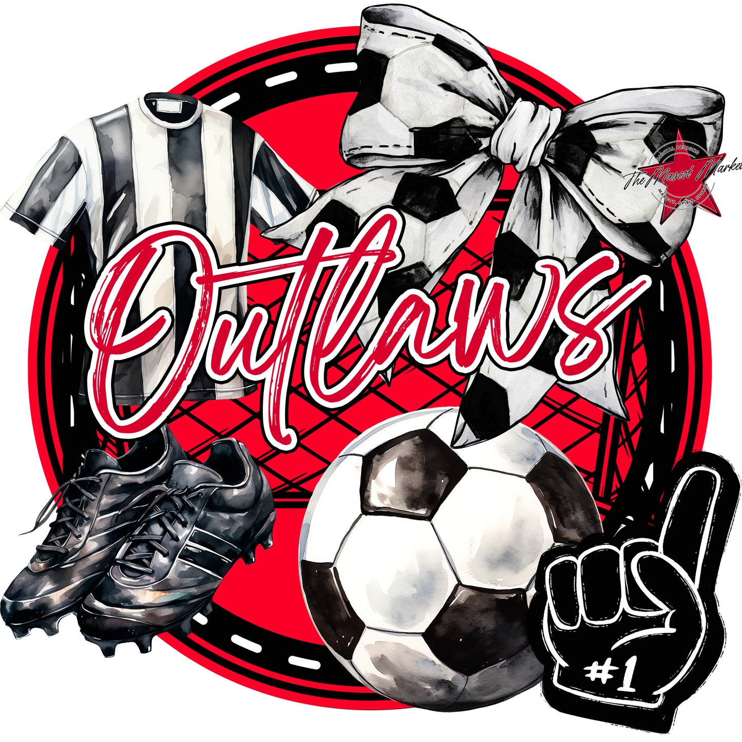 Outlaws Circle Soccer Frame-Red