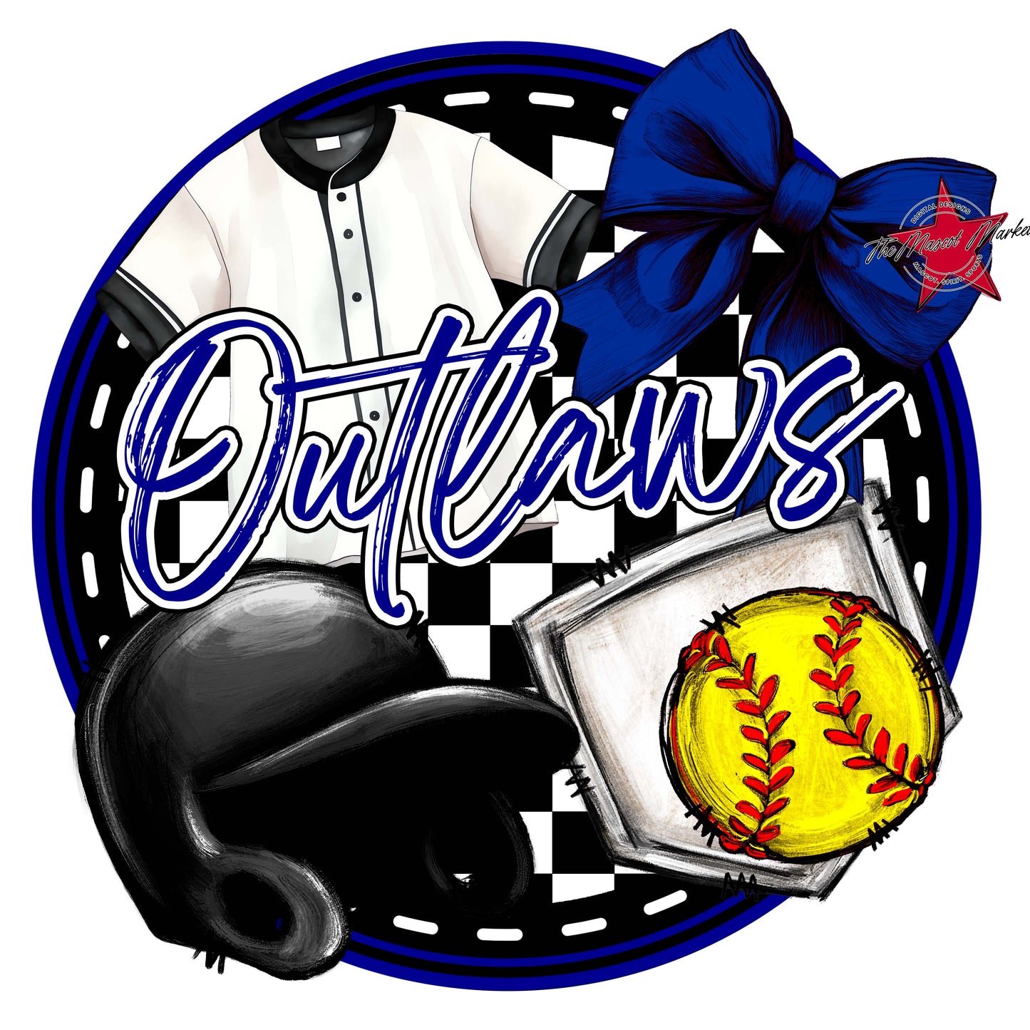 Outlaws Circle Softball Frame-Blue