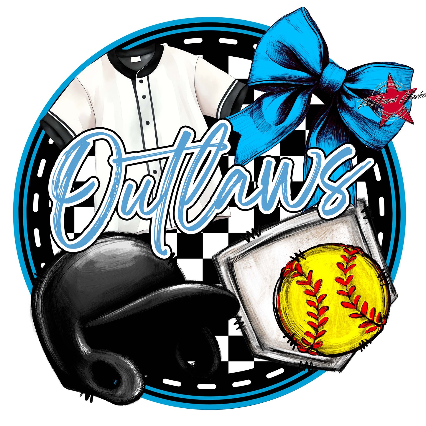 Outlaws Circle Softball Frame-Carolina Blue