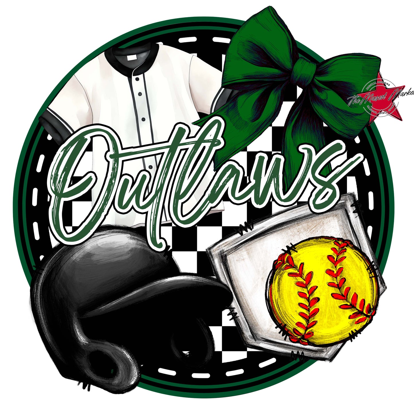 Outlaws Circle Softball Frame-Green