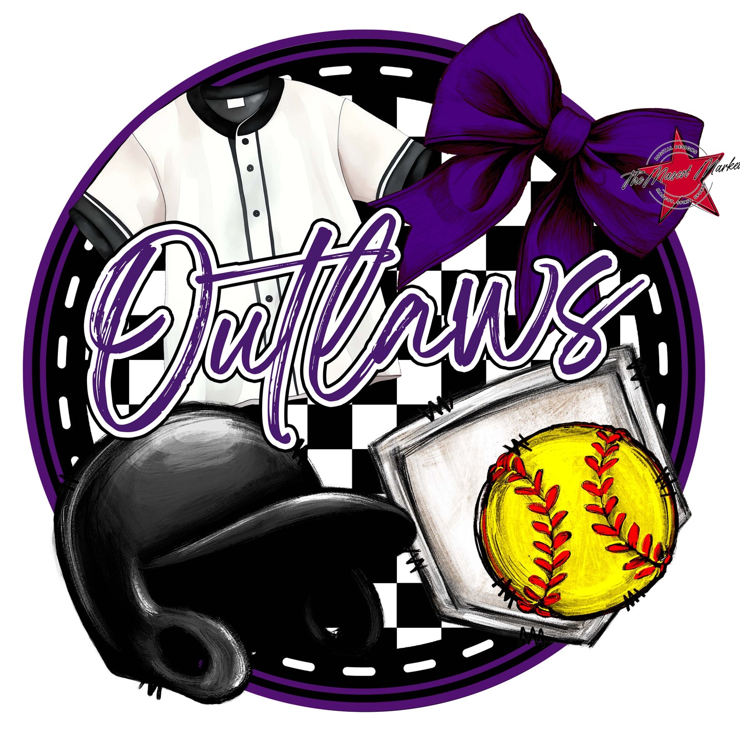 Outlaws Circle Softball Frame-Purple
