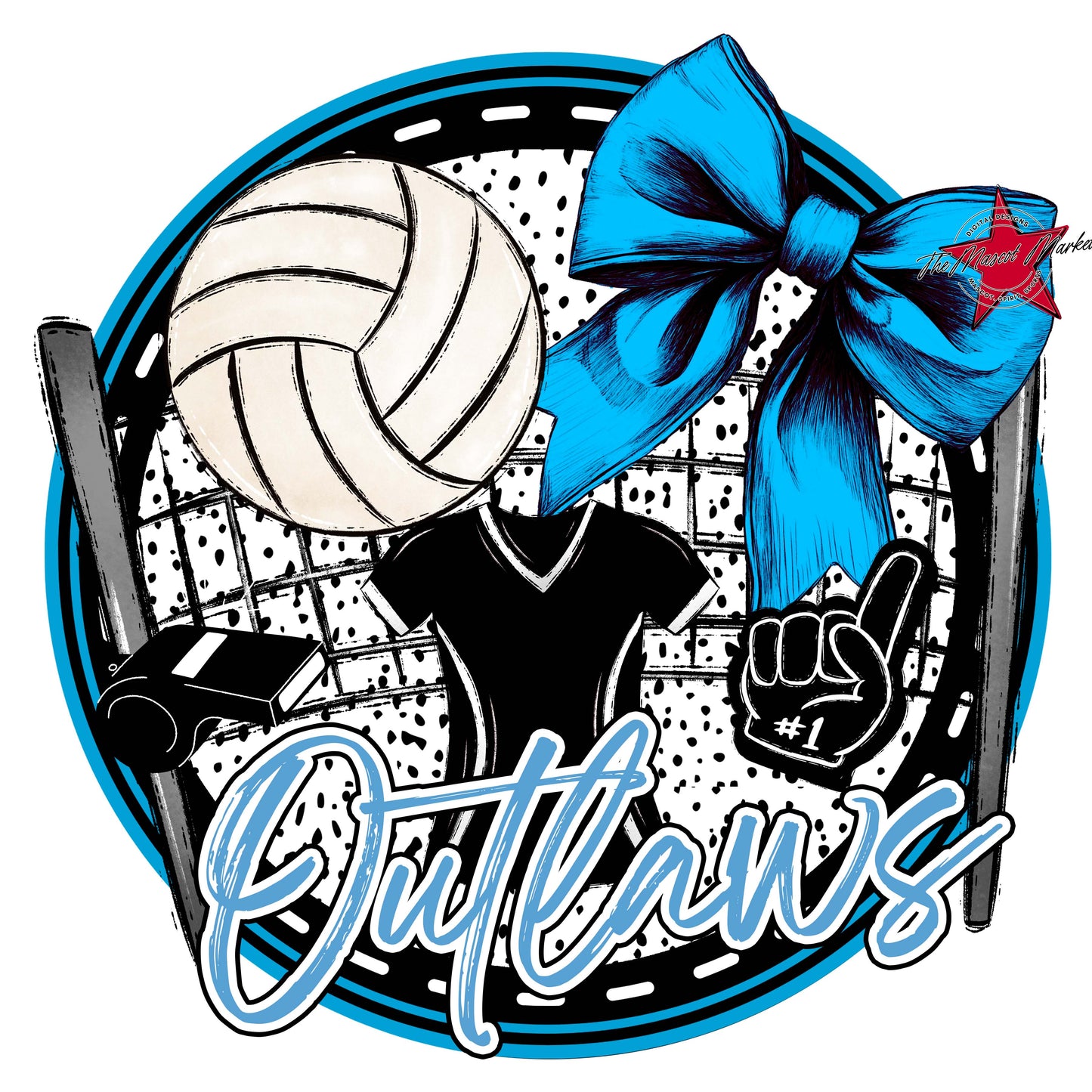 Outlaws Circle Volleyball Frame-Carolina Blue