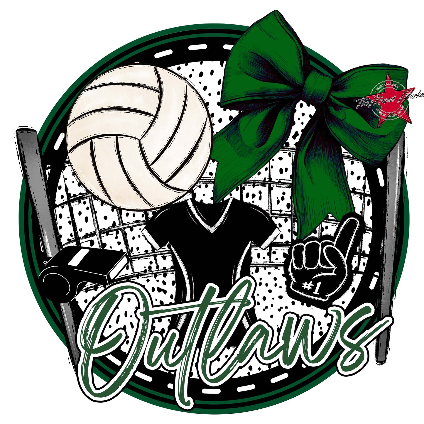 Outlaws Circle Volleyball Frame-Green
