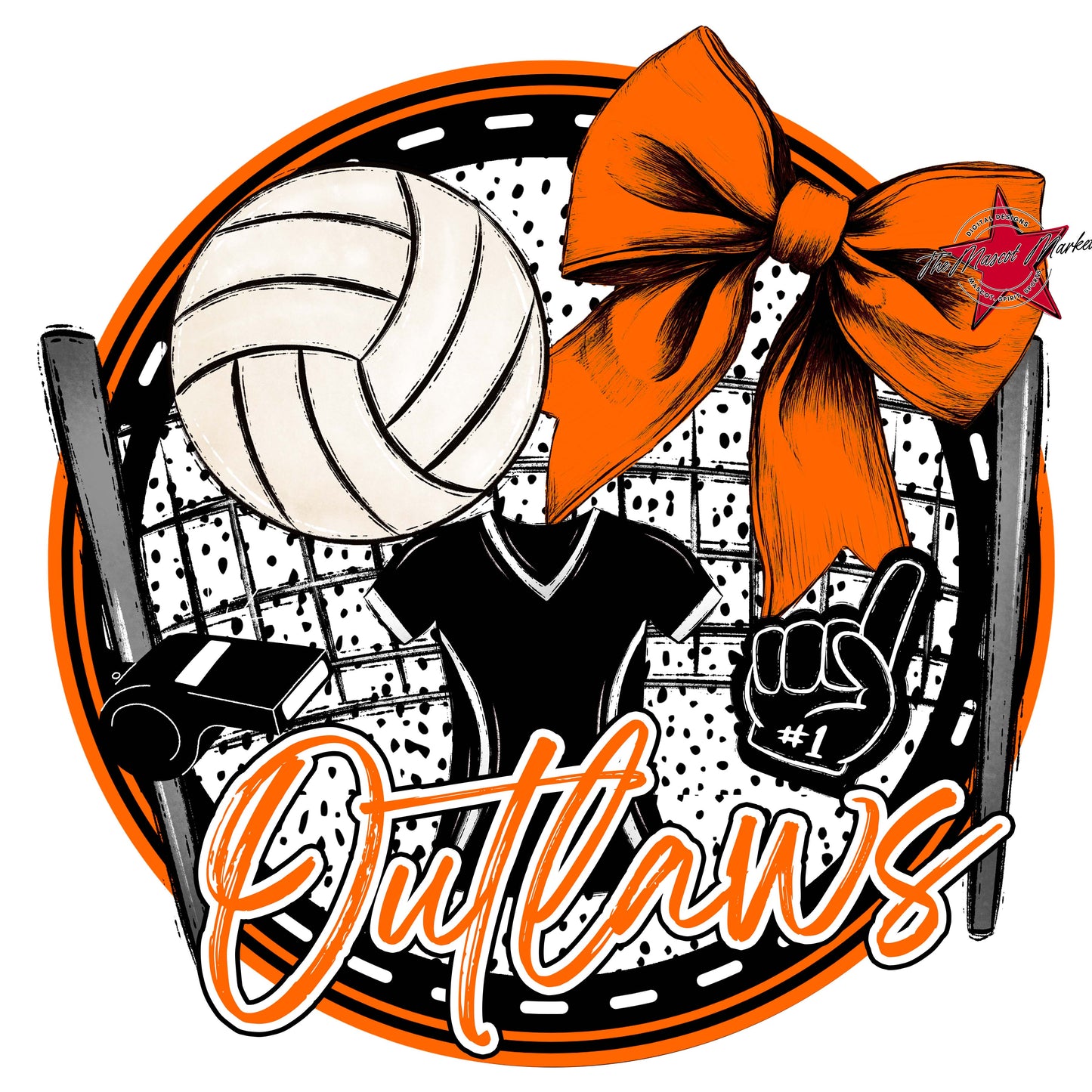 Outlaws Circle Volleyball Frame-Orange