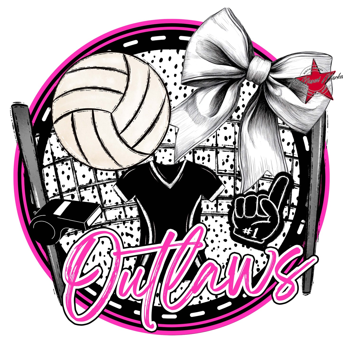 Outlaws Circle Volleyball Frame-Pink