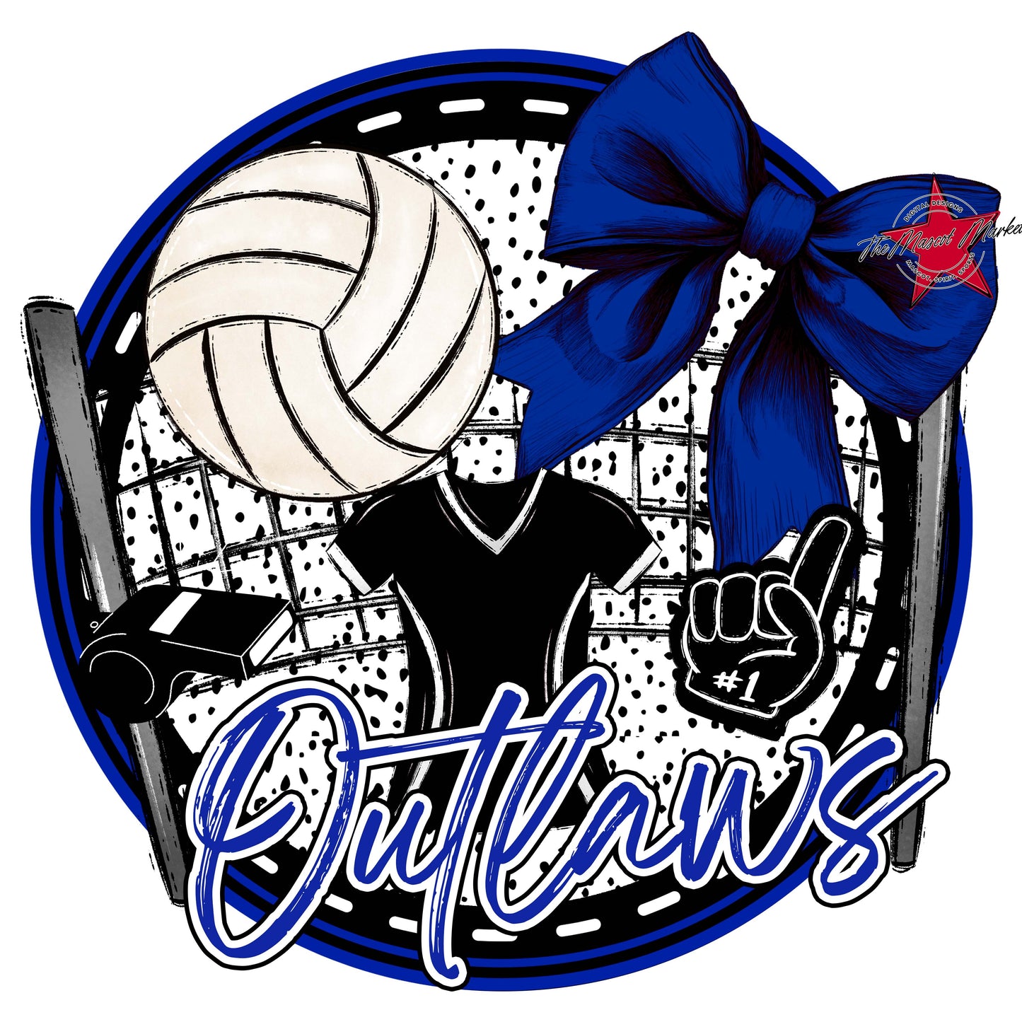Outlaws Circle Volleyball Frame-Royal Blue