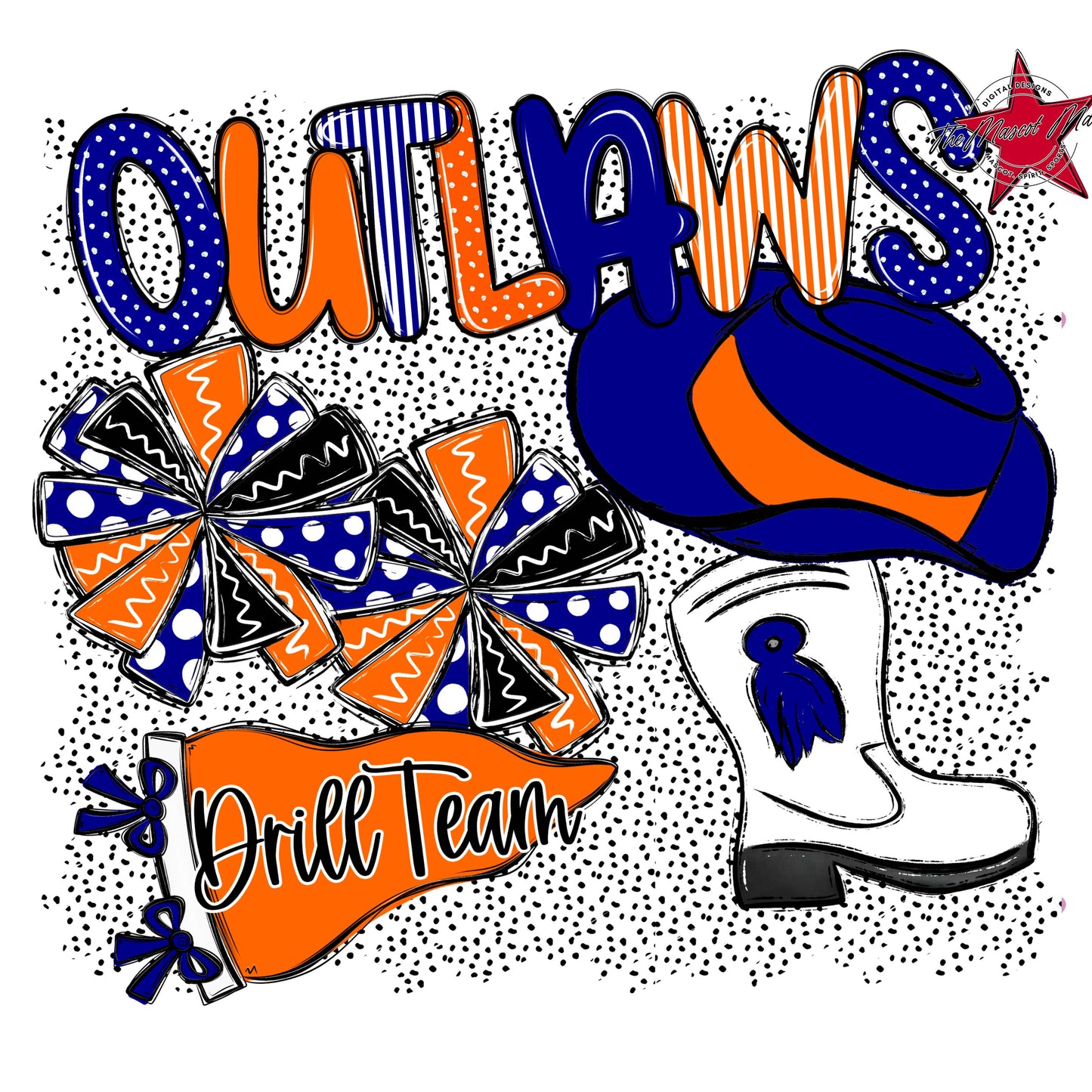 Outlaws Drillteam Spirit-Blue & Orange