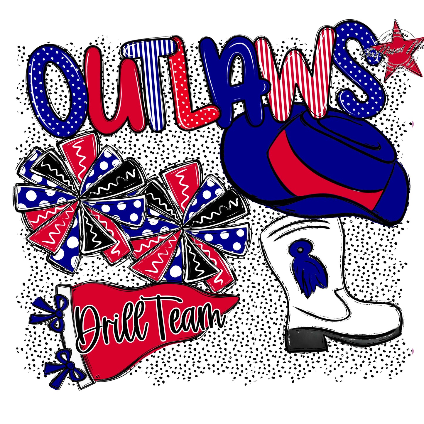 Outlaws Drillteam Spirit-Blue & Red